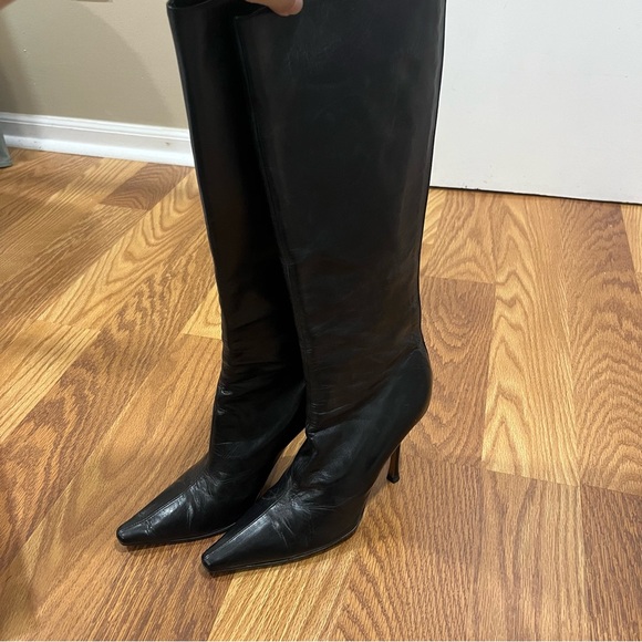 Jimmy Choo Agathe Black Leather Knee-High Boots Size 39.5 - Picture 4 of 9